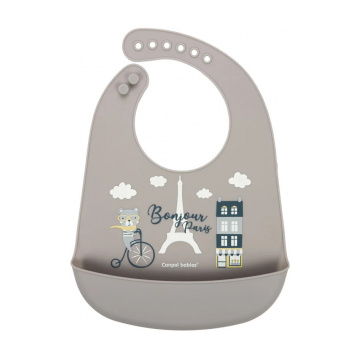 Canpol babies Bonjour Paris Silicone Bib With Pocket 3-6m